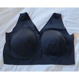 Truekind Everyday Comfort V-Neck Bralette Size 3XL Black Wireless NWT